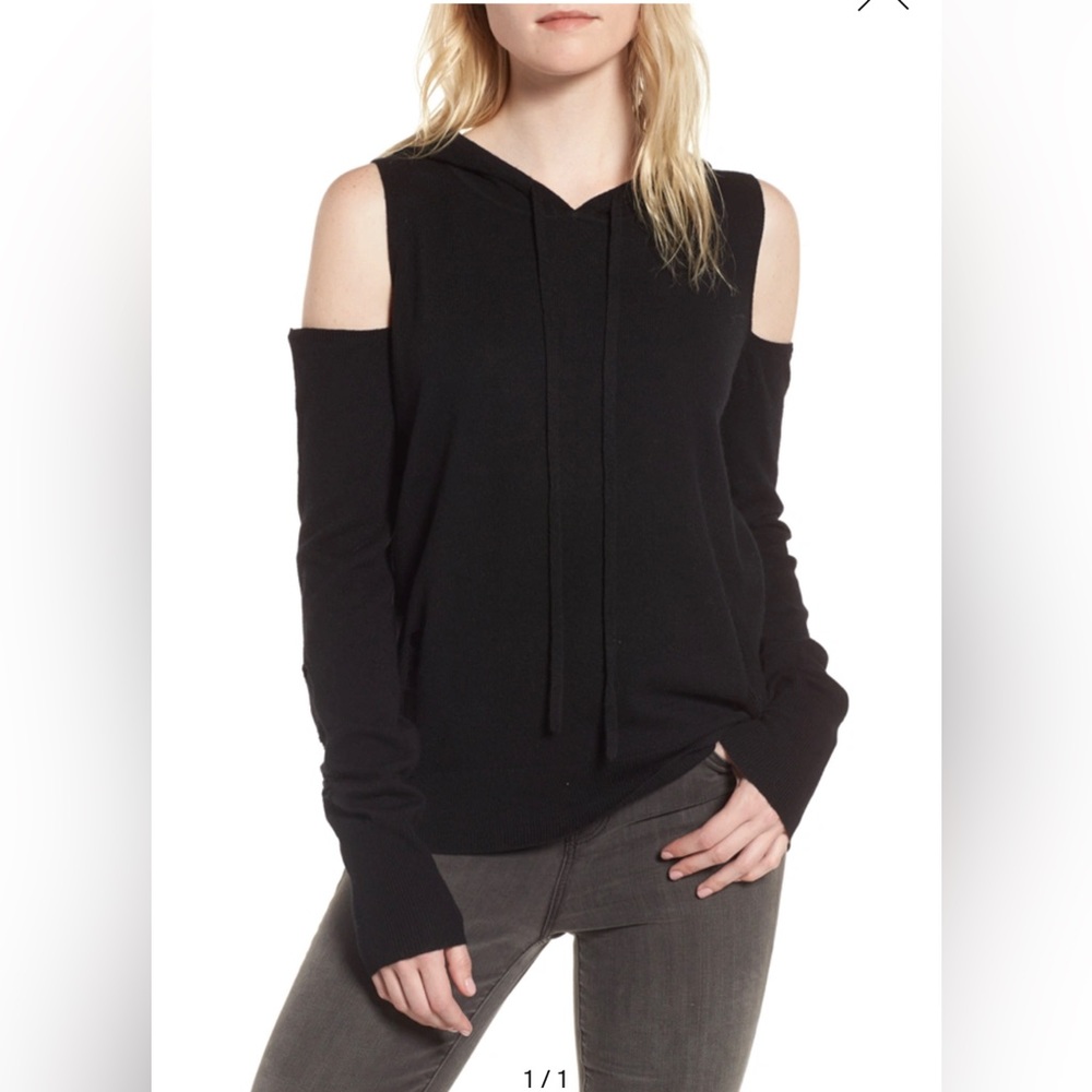 NWT Pam & Gela distressed cold shoulder hoodie